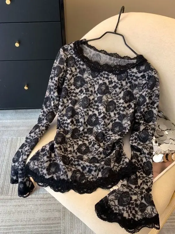 

Корейский коврик Long Sve irt, женский весенне-осенний повседневный свободный индивидуальный внутренний белый топ, универсальный отложной C...