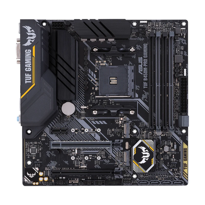 

ASUS TUF B450M-PRO GAMING AMD B450 mATX gaming motherboard with Aura Sync RGB LED lighting, DDR4 4400MHz support,Dual M.2 USB3.1