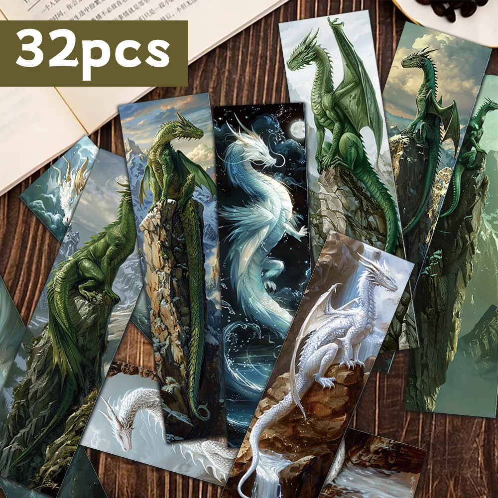 32pcs, Surreal Dragon-Themed Bookmarks, Ideal for Teachers, Readers, and Book Lovers, Perfect Birthday and New Year Gift