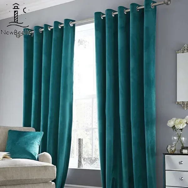 

Luxury Blue Velvet Curtains for Living Room Bedroom Window Villa Door Drapes Divider Sets Royal Thick Fabric Cortinas New Custom