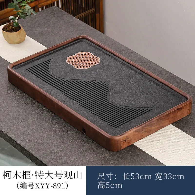 Log solid wood tea tray for home simple water storage and drainage pallet drawer type tea sea small table