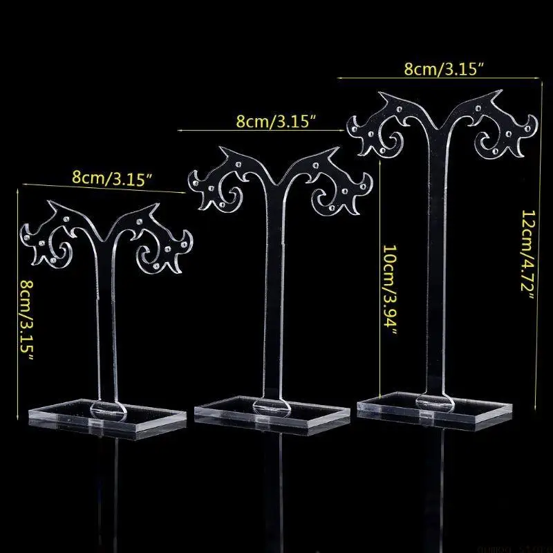 

31BF 3Pcs Acrylic Earrings Holder Earrings Jewelry Display Stand Tree Stand