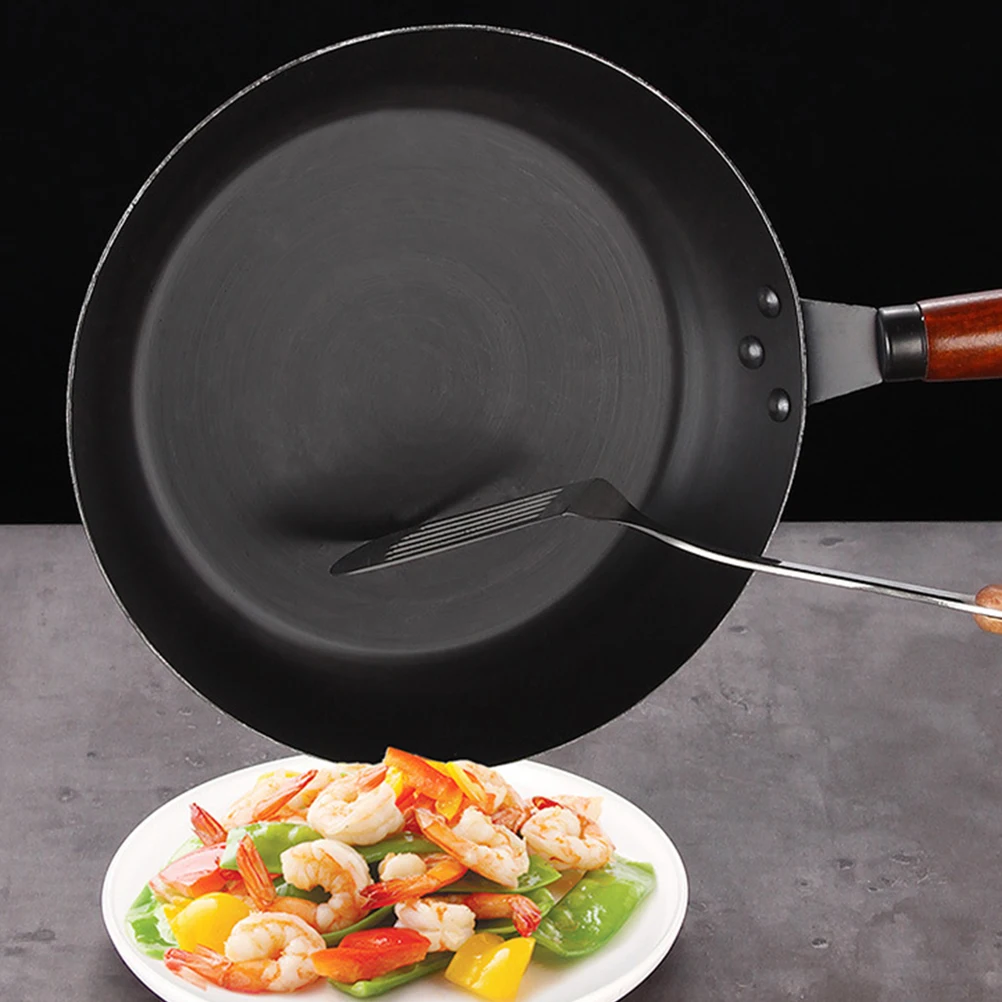 

28cm Non Stick Frying Pan Kitchen Wok Iron Wood Pans Stove Suitable Size Construction Pancakes Steaks Family Meals