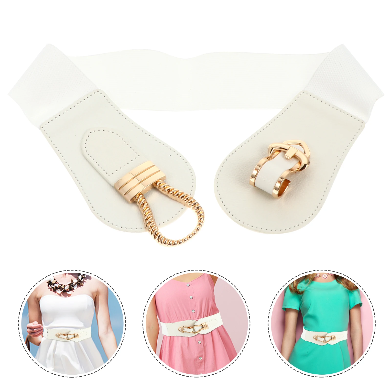 

Wide Dress Elastic Metal Wide Dress Belt Retro Girdle Waist Chain Lady Decorative Bridal Durable Alloy Buckle