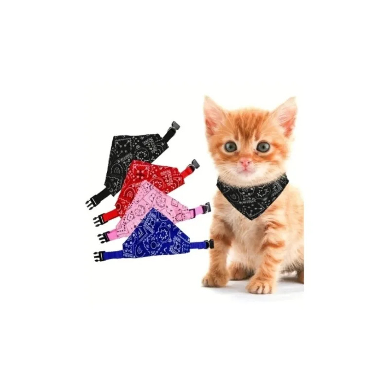 A cashew flower pattern dog triangle scarf - adjustable small and medium-sized dog and cat saliva towel - fashionable and comfortable pet supplies