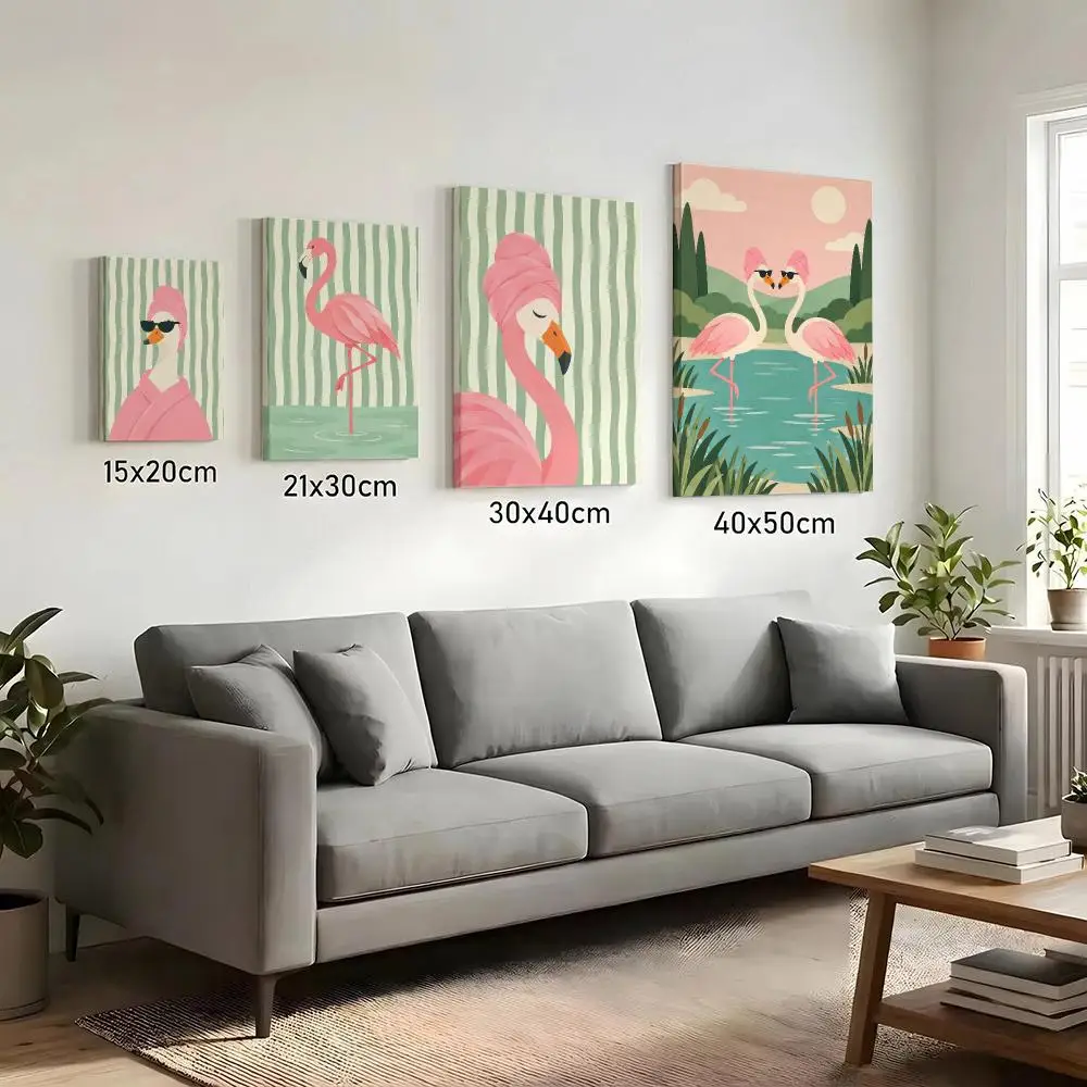 Pink Flamingo Tropical Chic Framed Wall Painting HD Canvas Print Poster Wall Art | Optional Frame | Modern Hallway Decor