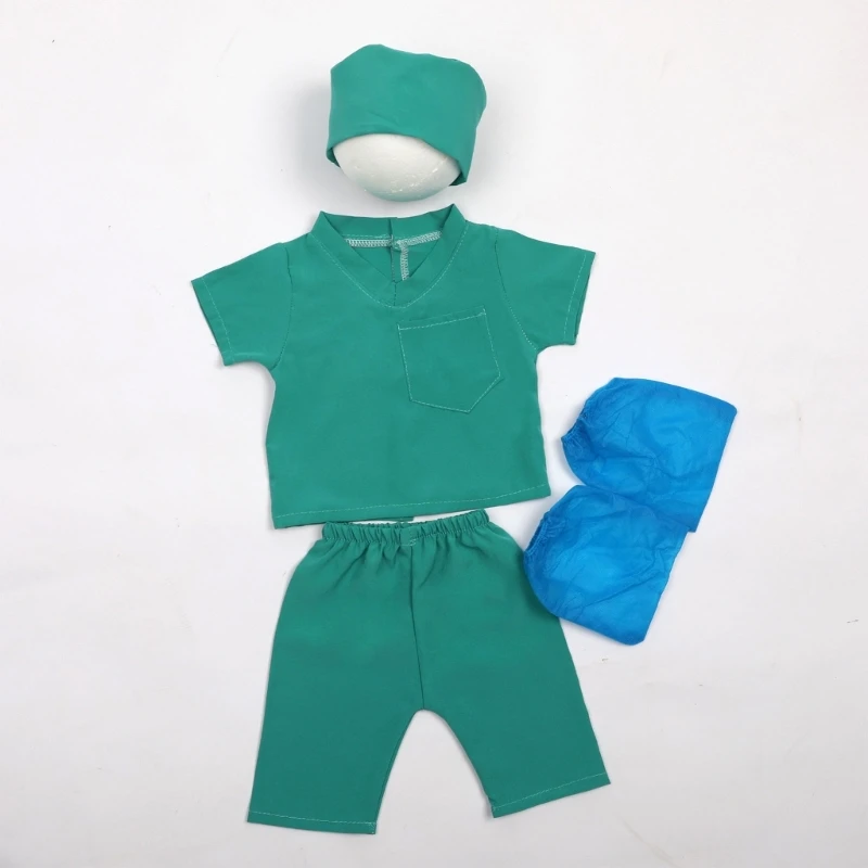 Pasgeboren fotoshoot rekwisieten dokter kostuum hoed T-shirt broek set babyfoto pak