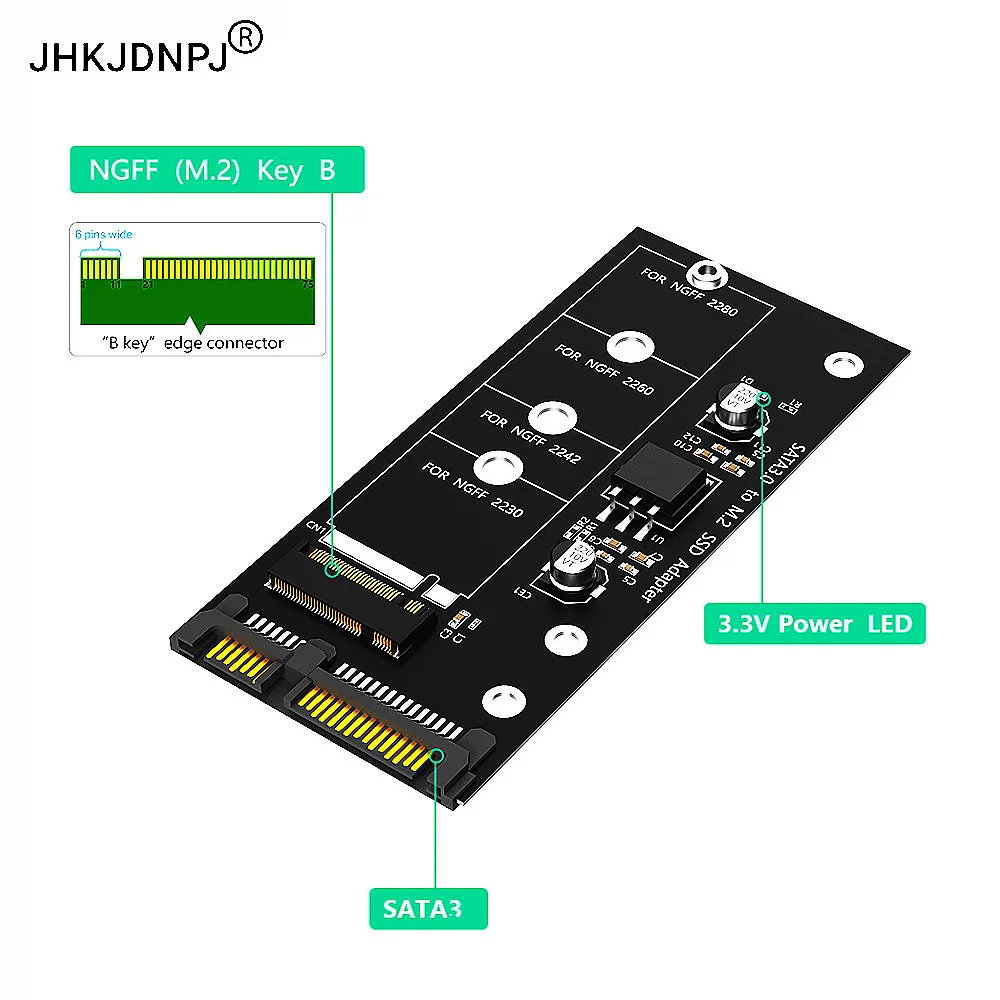 SATA 3.0 to NGFF M.2 B-key SSD Adapter Card NGFF M2 to 2.5 Inch SATA III Drivers Converter
