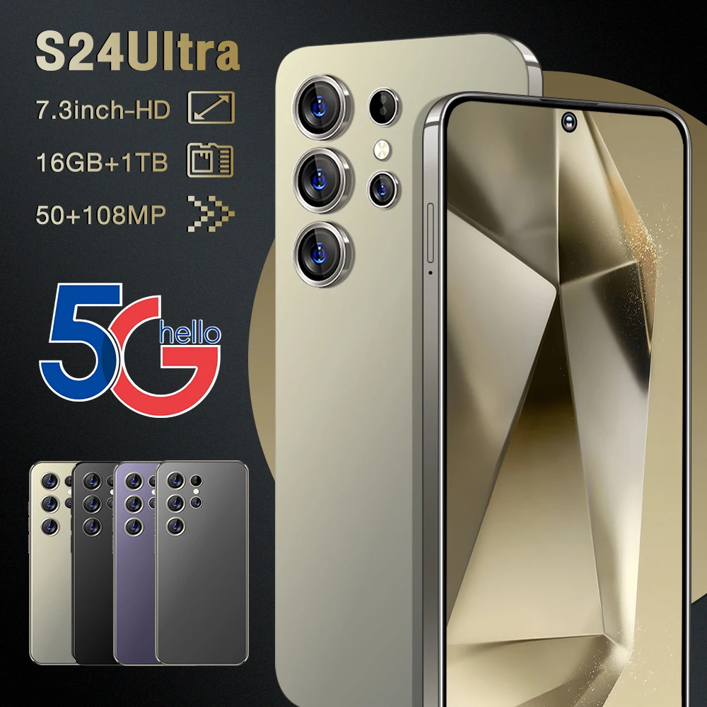 

Global Version S24Ultra 5G Smartphone 7.3 Inch 16GB +1024GB Snapdragon 8 gen3,108 MP Camera 8000Mah Battery Android Phone