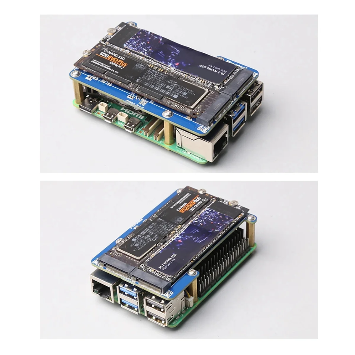 MPS2280D สําหรับ Raspberry Pi 5 PCIE to M.2 Dual NVME SSD หมวกรองรับ 2280/2242/2230