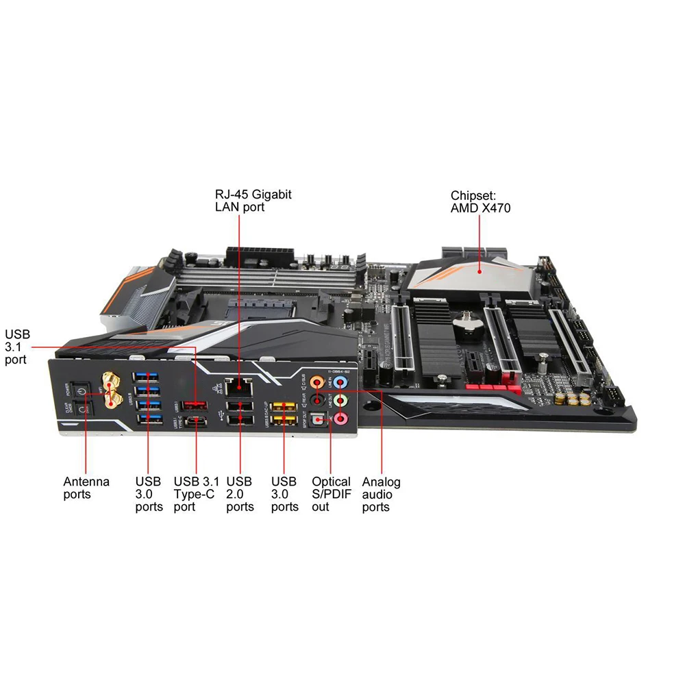 For Gigabyte GA X470 AORUS GAMING 7 WIFI Socket AM4 64GB DDR4 PCI-E 3.0 ATX Desktop Motherboard