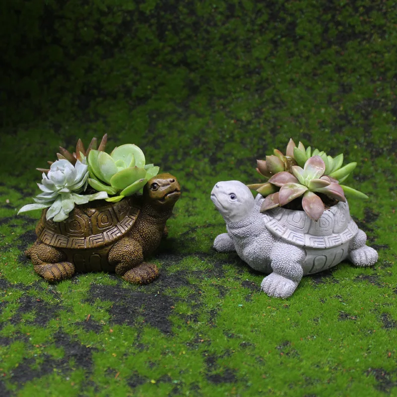Cartoon Turtle Succulent Flower Pot Office Balcony Decoration Resin Flower Pot Micro Landscape Garden Plant Pot