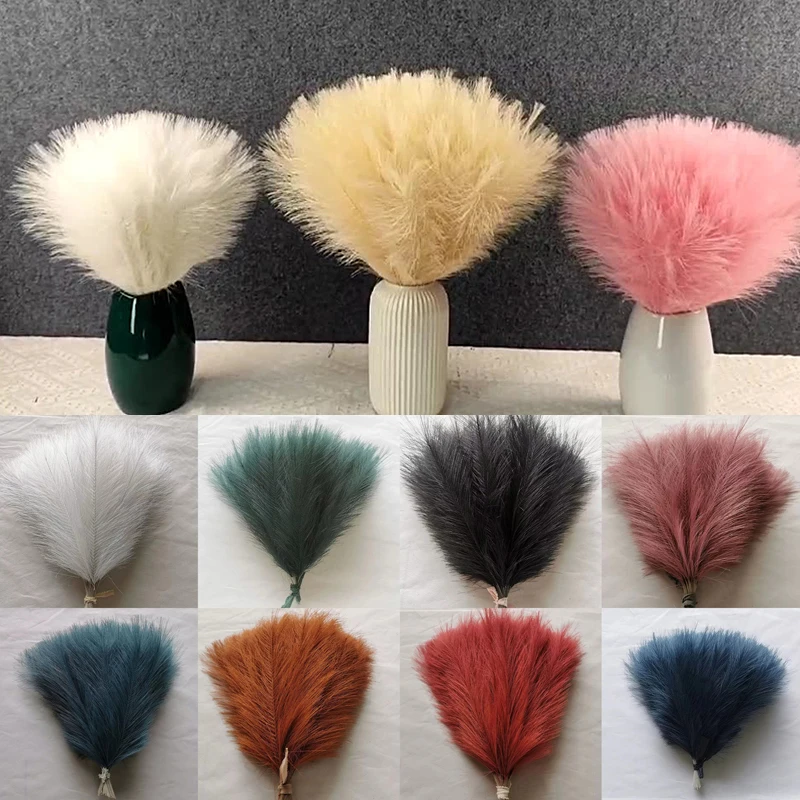 10pcs Artificial Pampas Grass Simulation Feather Wedding Props Reed Home Decor Supplies Table Colorful Pampas Grass 시뮬레이션 풀