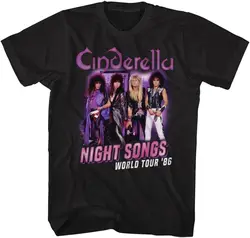 Cinderella Rock Band Night Songs Tour Black 2-Sided Adult T-Shirt Tee