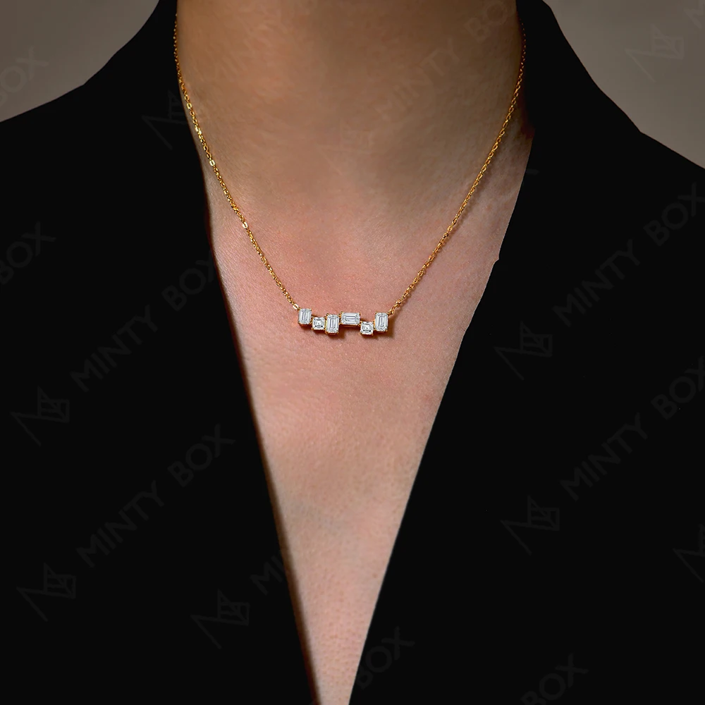 MINTYBOX S925 Sterling Silver Irregular Geometry Moissanite 45cm Necklaces Lab Diamond 18k Gold Plated for Women Wedding Jewelry