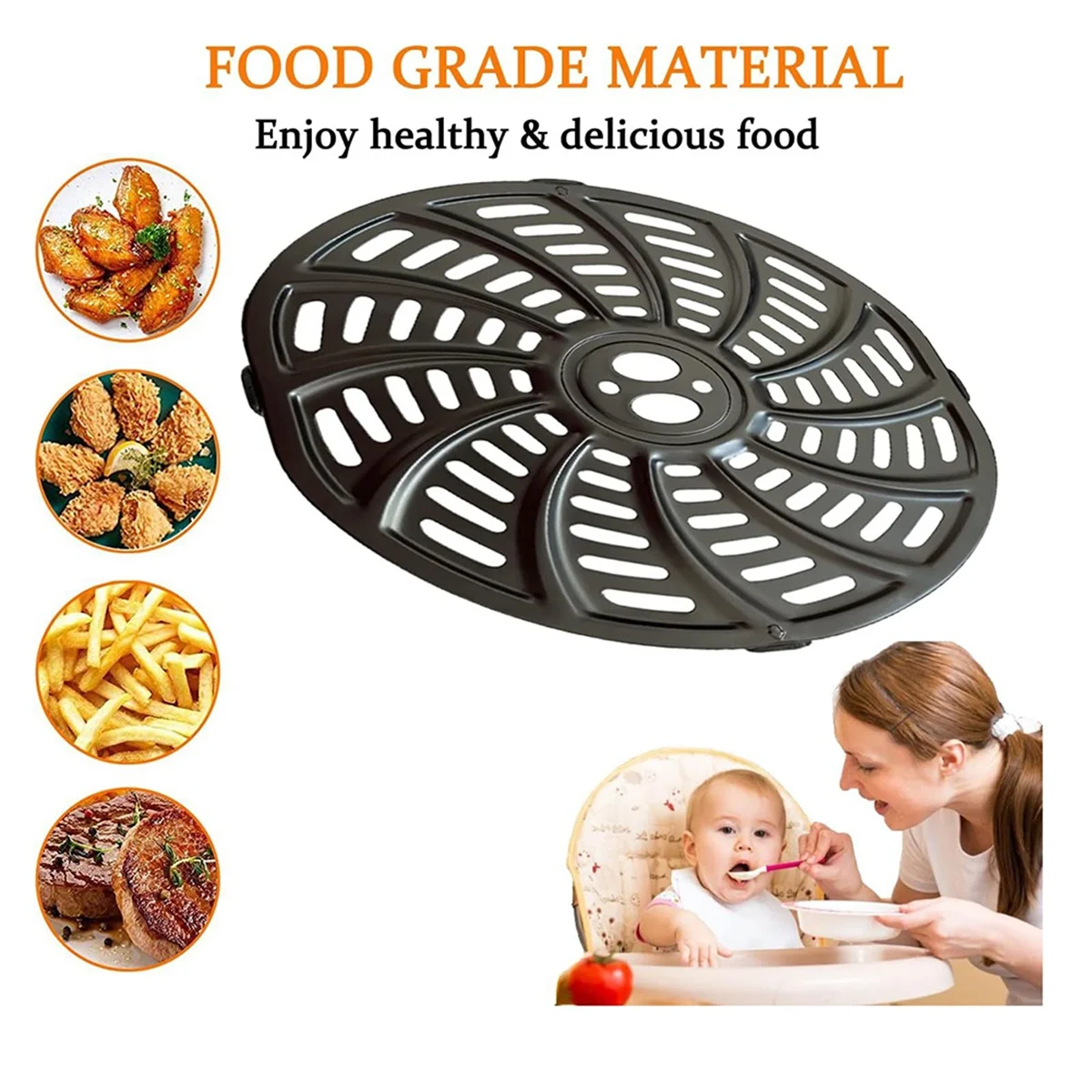 Perforated Home Rack Replacement-Parts Dishwasher Air Fryer Grill Pan Tray for Instant Pot 6QT Gourmia GAF698/GAF686