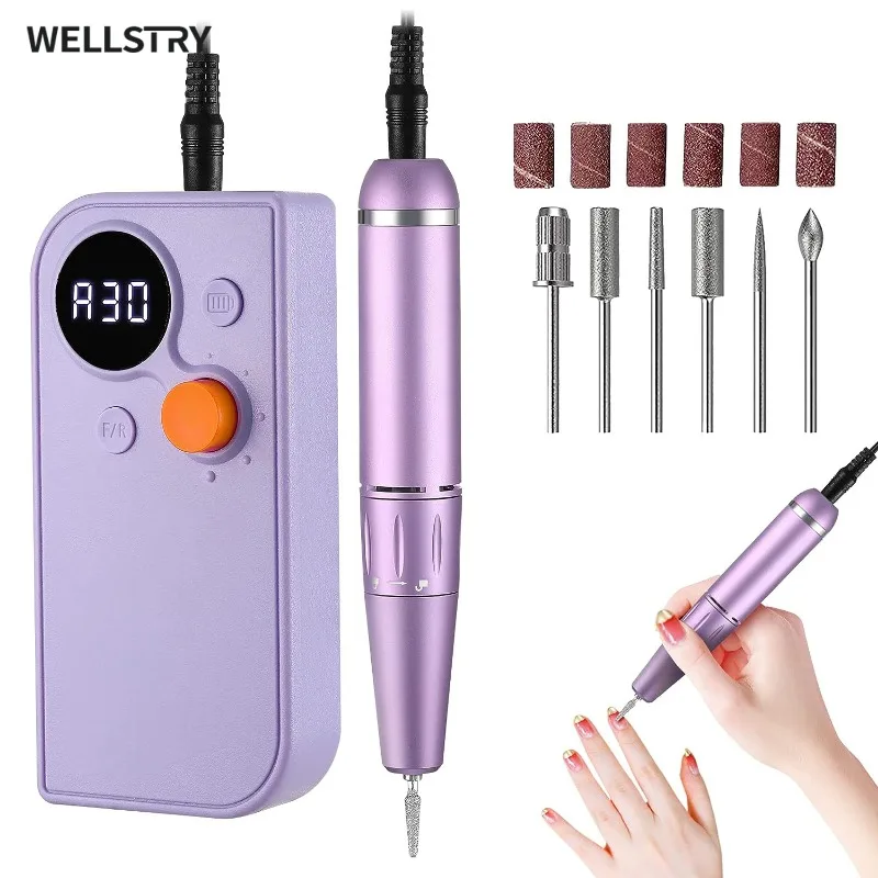 Professional Pedicure Manicure Machine 30000RPM Rechargeable Electric Portable Nail Drill