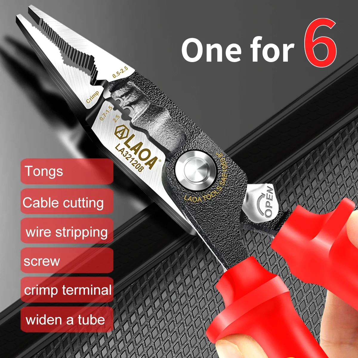 LAOA Insulated Pliers VDE 8 Inch Bent Nose Plier Needle Nose Plier High Voltage Resistance 1000V Wire Cutter Cable Cut Stripper