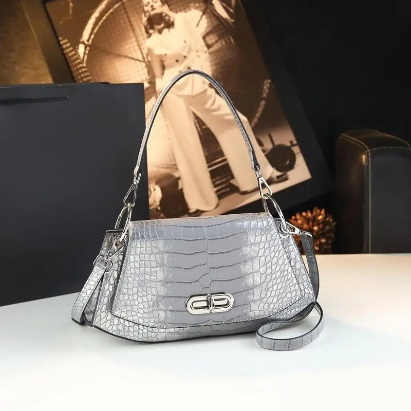 2025 New Fashion Genuine Leather Women Handbags Crocodile Pattern Shoulder Messenger Hobo Bag Single Crossbody Bags Tide