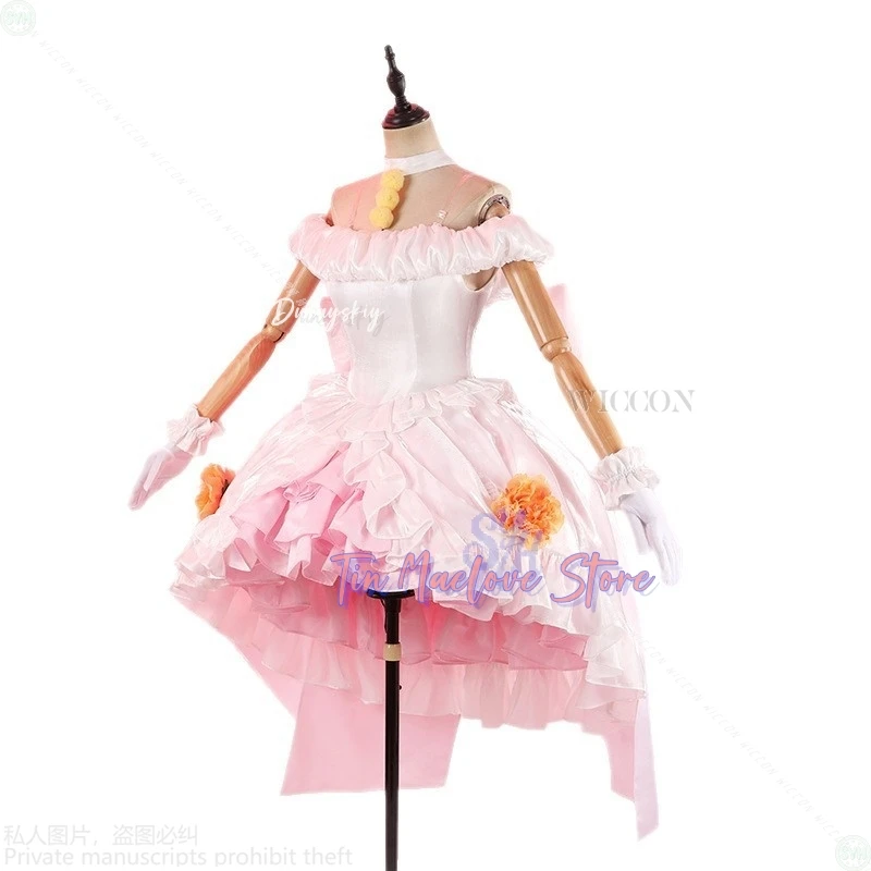 Hoshizora تأثيري أنيمي لعبة LoveLive! فستان الزفاف الوردي كاواي الدانتيل الحلو لوليتا القوس زهرة الباروكات حفلة الهالوين #6