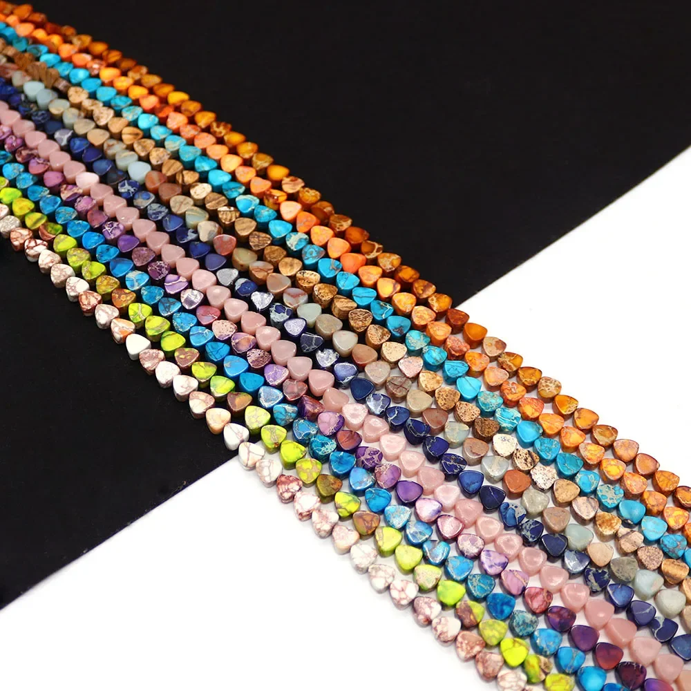 6x6mm Dyed Imperial Stone Flat Heart-shaped Beads Retro Polished Semi-precious Stones Straight Hole Necklace Bracelet Accessory