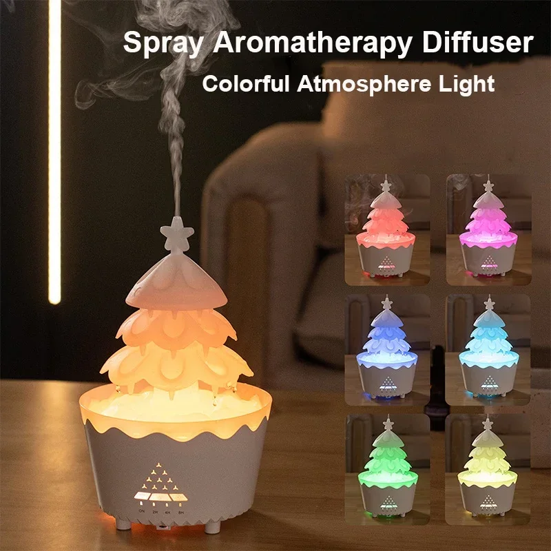 Colorful Atmosphere Light Spray Aromatherapy Diffuser Ship Model Clouds Ultrasonic Humidifier Home Bedroom Decoratio Night Light