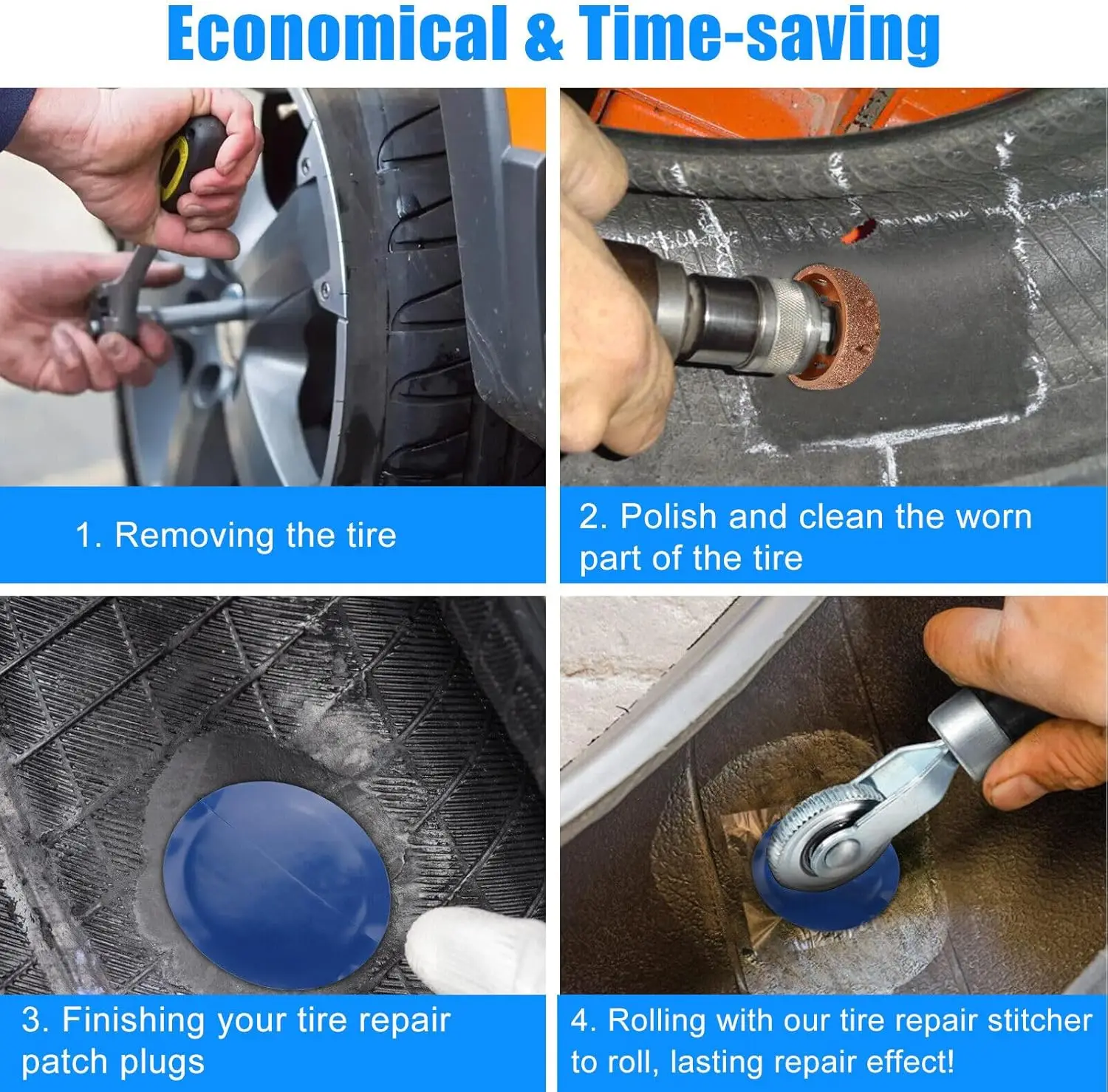 Patch Kit Tools Tire Repair Roller Garage Maintenance Wear-resistant Design Inner Liner Scraper Tire Compaction Roller