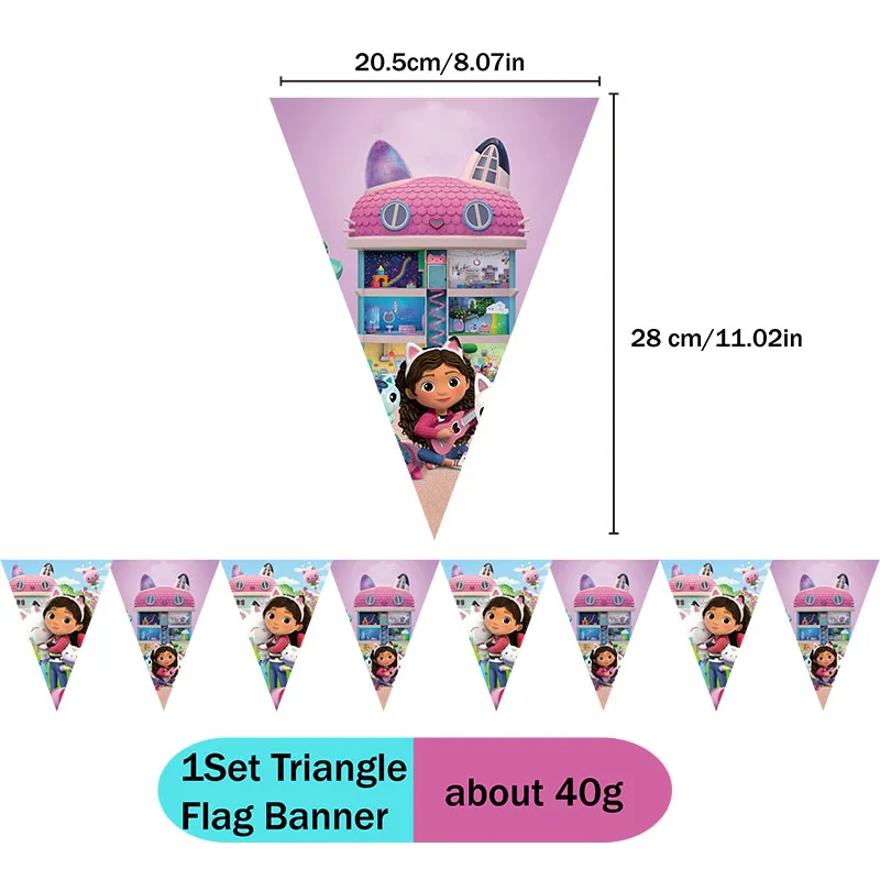 لافتة علم بيت الدمى من غابي لتزيين الحفلات، مستلزمات الحفلات للاستعمال مرة واحدة، زينة حفلات أعياد الميلاد وحفلات أعياد الميلاد، علم معلق #6