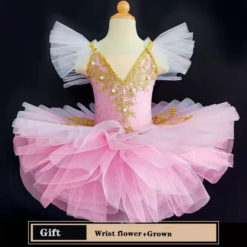 

New Pink Blue Professional Ballet Tutu Adults Child Flower Ballet Dress For Girls Kids Leotard Ballerina Dress Women Dance Wear