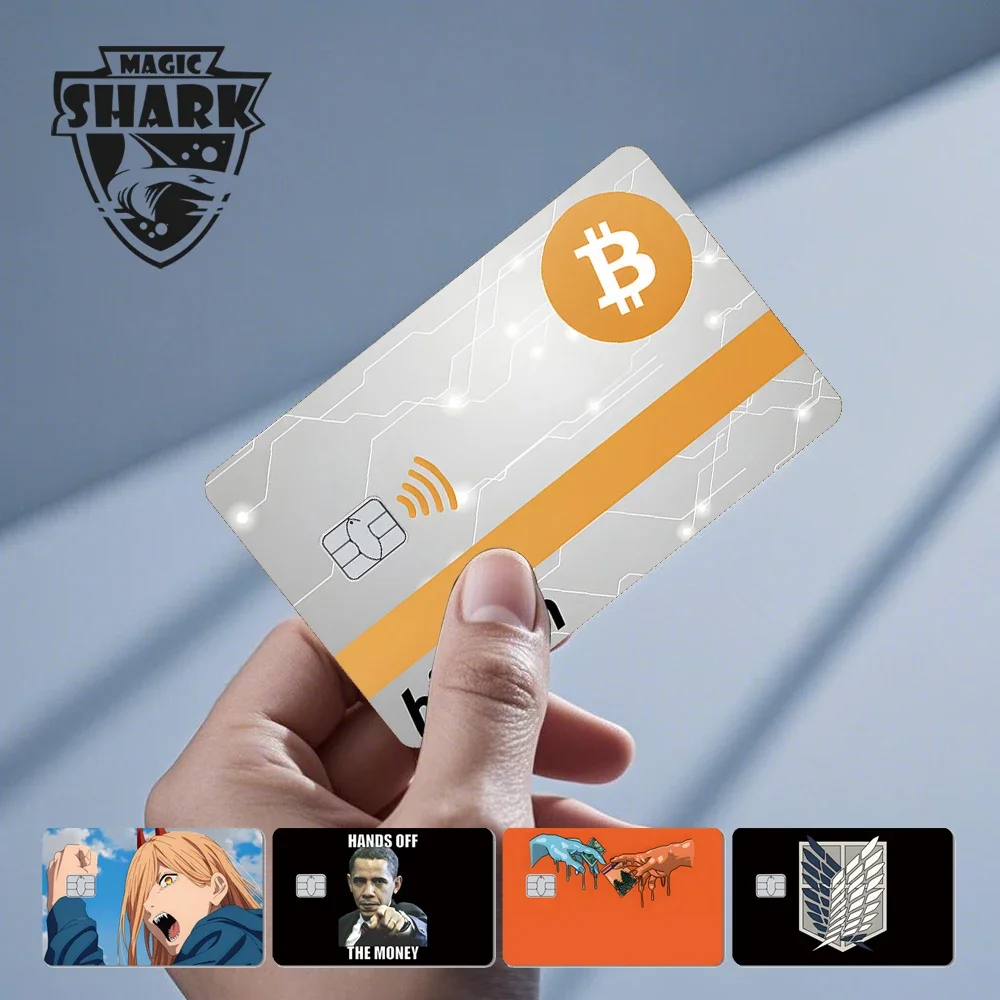 Funny Dog Bitcoin Wing Anime Meme Skull Ultra Thin Front Skin Cover Film Sticker for Credit Bank Debit Card