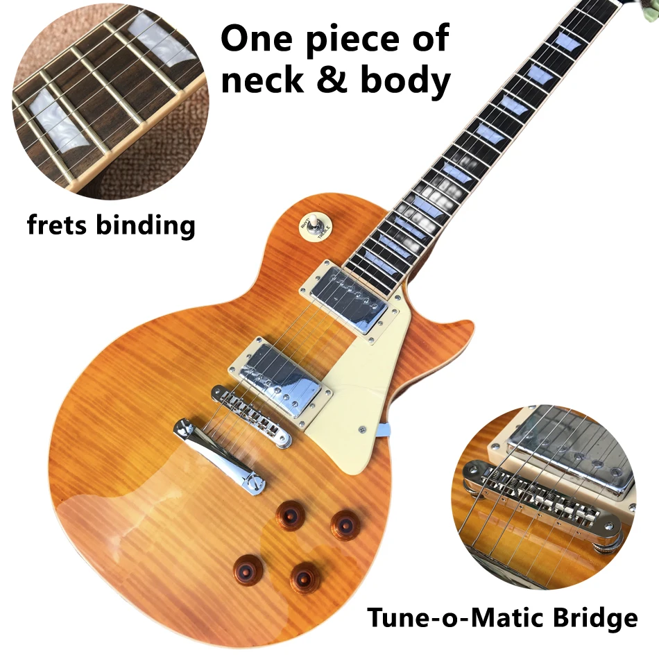 Made in China, LP stander electric guitar, One Piece Of Body & Neck,Tune-o-Matic Bridge,Fret edge Binding Free delivery