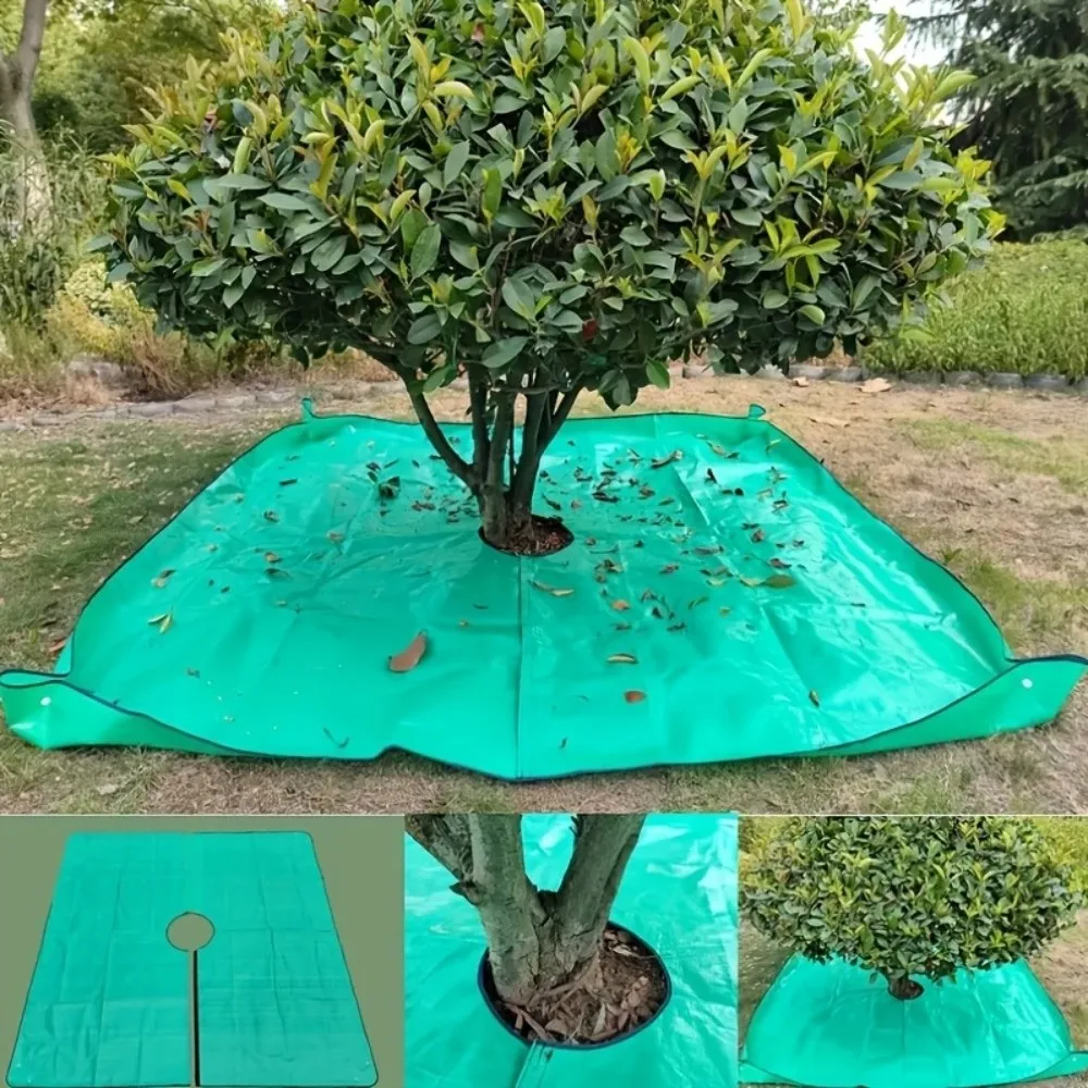 1m 3.28ft Trimming Shrubs Leaves Catcher Waterproof Four Corner Buttons Fallen Leaves Collection Green Square