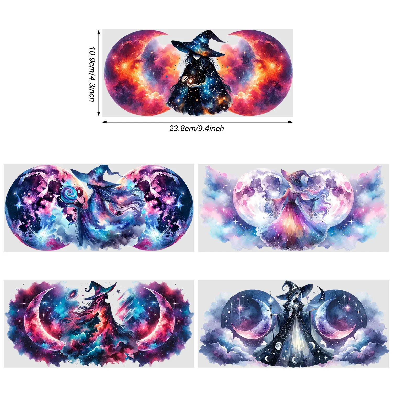5 Sheets Moon Goddess UV DTF Cup Stickers, DTF Friction Transfer Stickers, Waterproof Transfer Stickers for 16oz Glass Cups