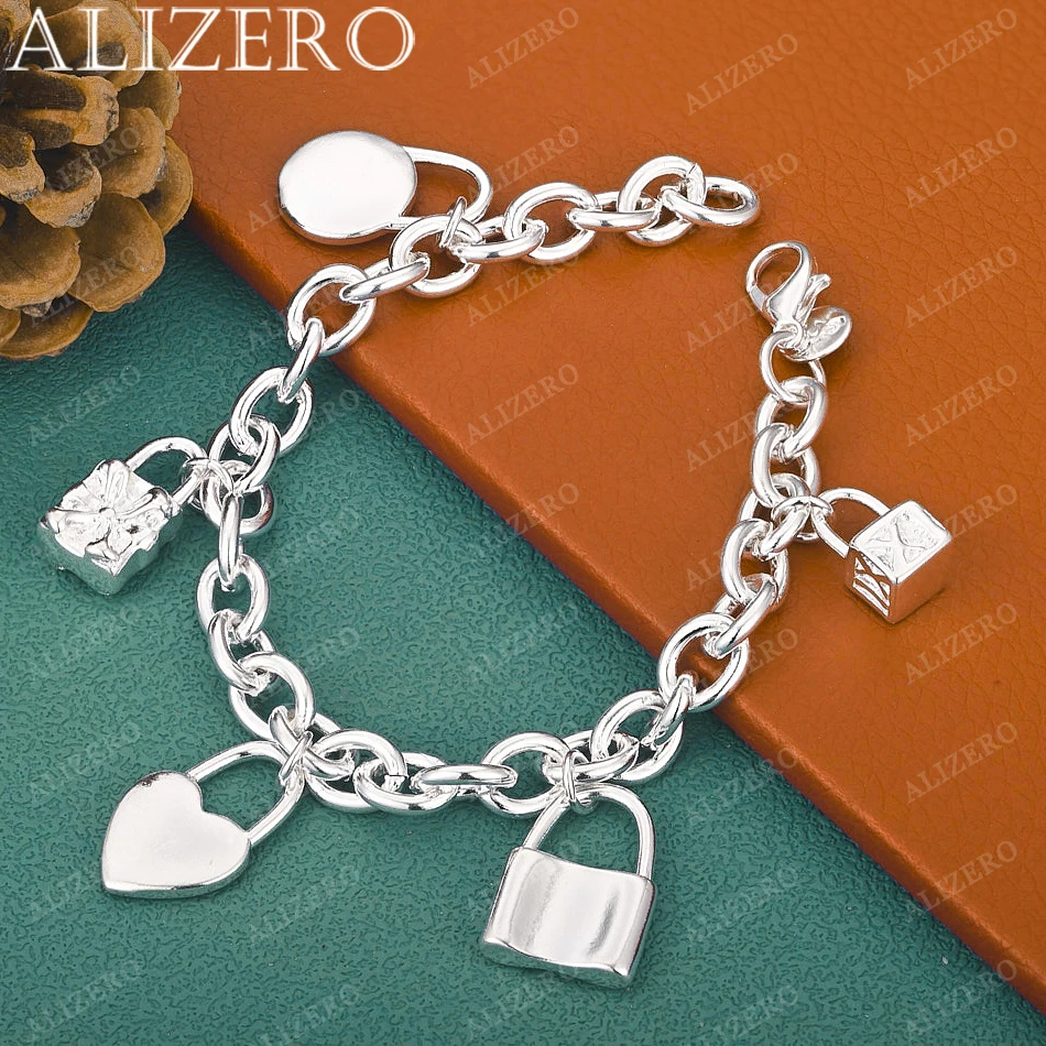 925 Sterling Silver Heart Square Circular Roman Numeral Petal Lock Bracelet For Women's Fashion Jewelry Exquisite Gifts