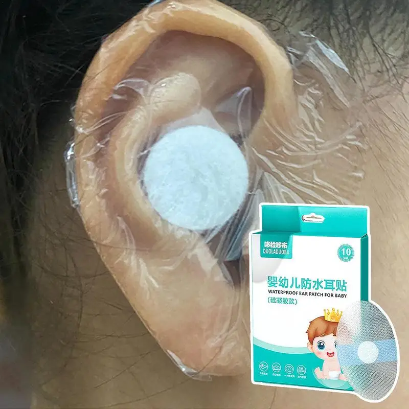 Waterproof Ear Patches For Kids 10PCS Shower Ear Protection Swimming Shower Ear Protectors Soft Breathable Adhesive Ear Patch