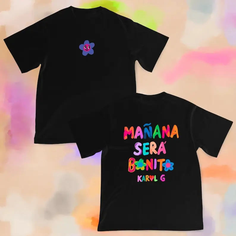 Karol G T-shirt con stampa fronte-retro Besties Tour Concert Fit Regali per la fidanzata O-Collo in cotone Nuova immagine Moda Y2k Abbigliamento