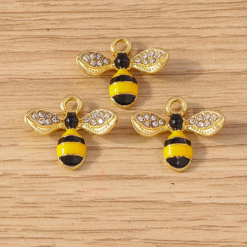 10 stücke Cartoon Tier Charms Emaille Honigbiene Charms Anhänger für Schmuck Herstellung Ohrringe Halskette Armbänder DIY Handwerk liefert – Detail 18