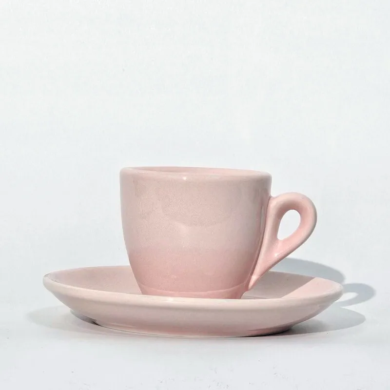 2024 New Pink Cup 9mm Thick Espresso Coffee Cup Cafe Ceramic Cup High-end Mothers Day Gift cup of coffee Competition specific