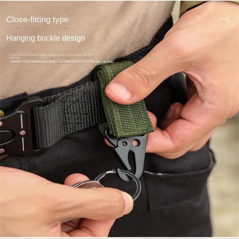 2pcs Hanging Buckle Molle Nylon Webbing Carabiner Belt Triangle Keychain for Outdoor Climbing Camping Tool Accessory