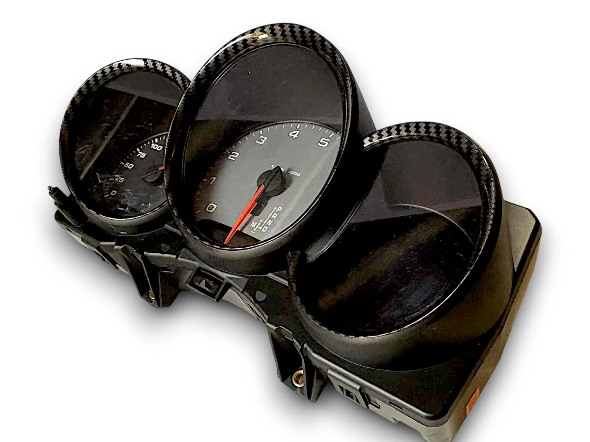 

Gloss Carbon Fiber Style Dashboard Dial Gauge Rings Bezel Trim For Porsche 981 Cayman Boxster GT4 GTS