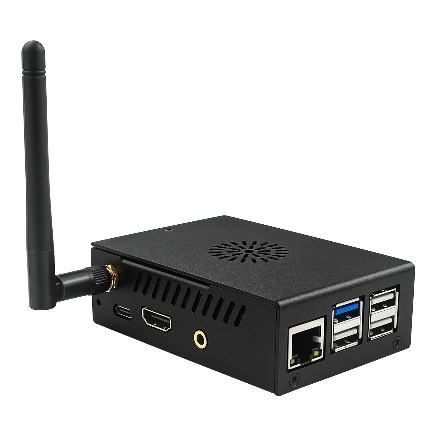 Orange Pi 4 Pro Metallgehäuse Schwarze Schutzbox mit Kühlventilator für Orange Pi 4 Pro Einplatinencomputer Antenne Optional – Detail 4