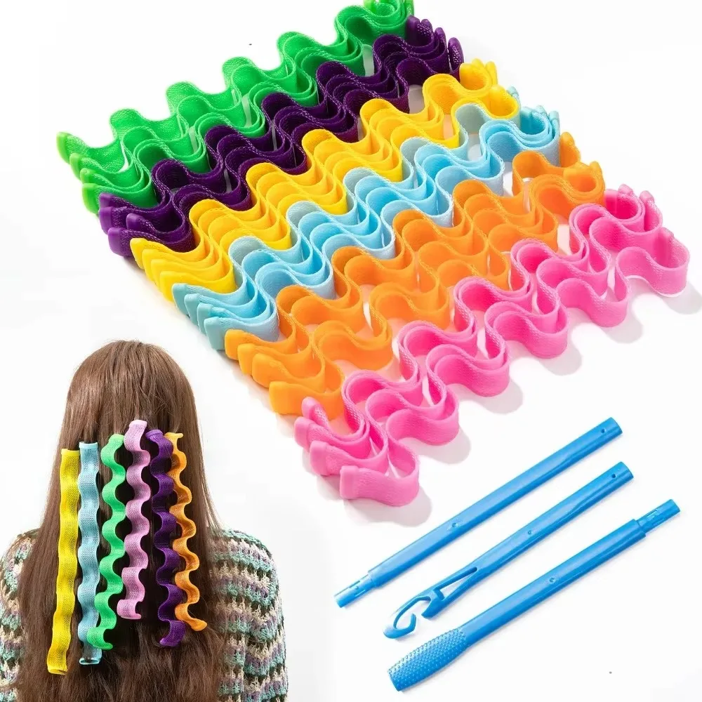 12 unidades de rizadores de pelo sin calor, rulos suaves para rizos, varillas para rizar, varillas para permanente, moldeadores de ondas, herramientas de peinado