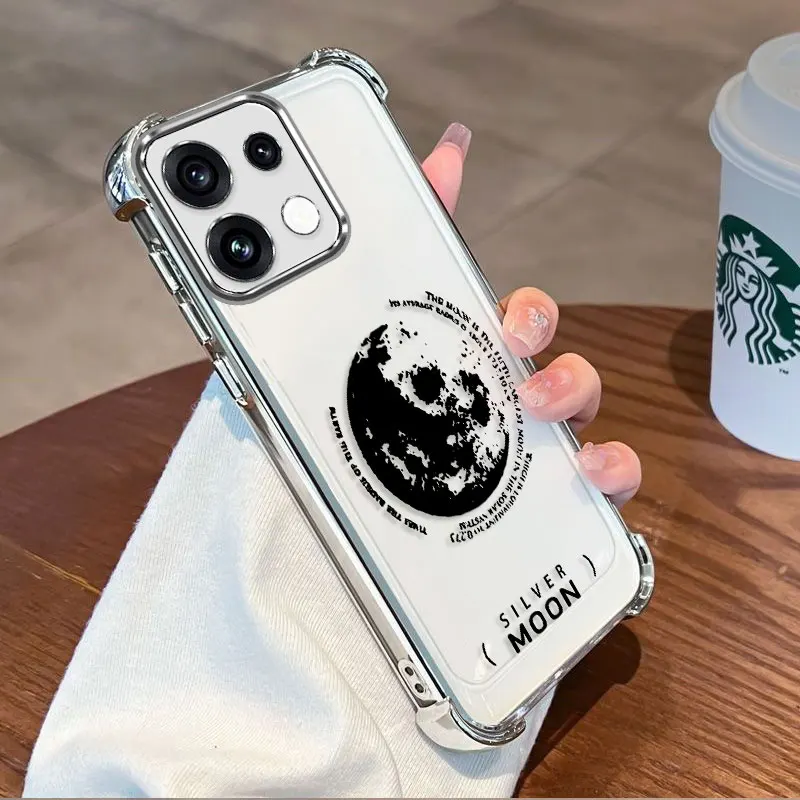 Plating Cover For OPPO Reno 16 Pro 16F 16FS Reno16 F FS 5G Case TPU Four-corner Shockproof Moon Print Pattern Fundas