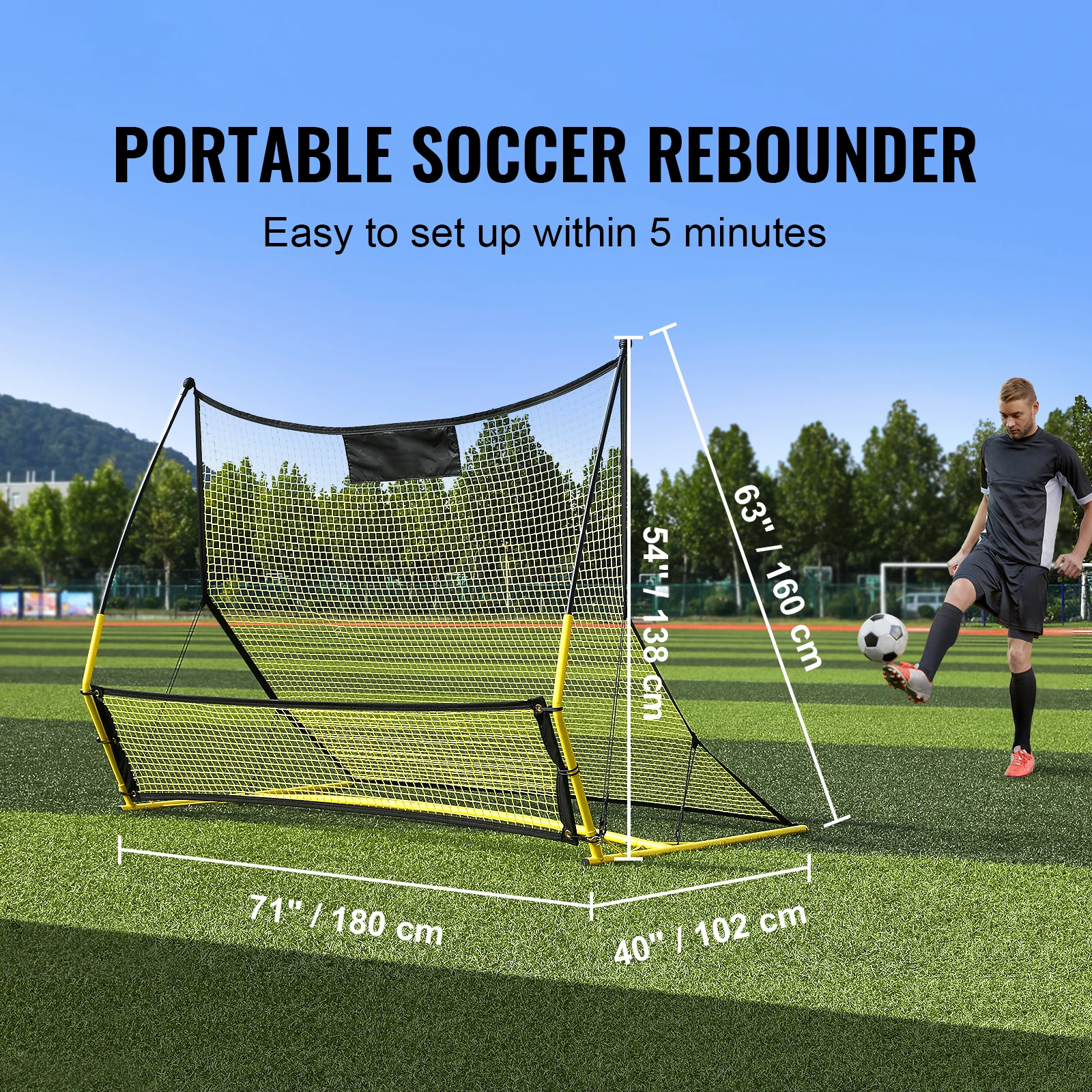 Soccer Trainer, 2-IN-1 Portable Soccer Rebounder Net, 71