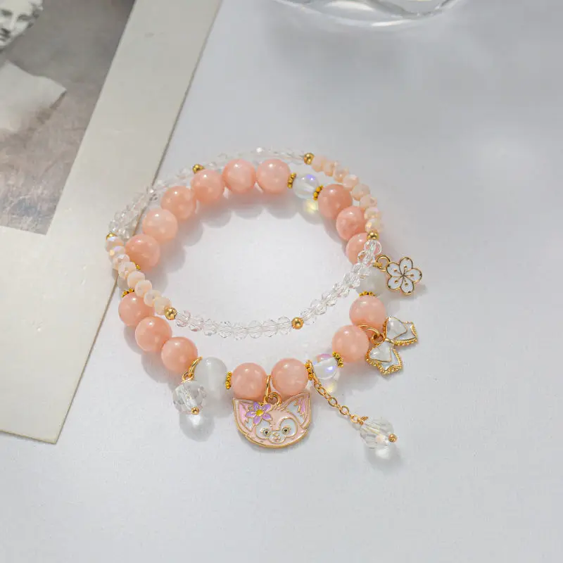 การ์ตูน Disney LinaBelle สาวใหม่น่ารักหวานและแฟชั่นแฟนนักเรียน Multi-Layered ประณีตสร้อยข้อมือคริสตัลของขวัญ