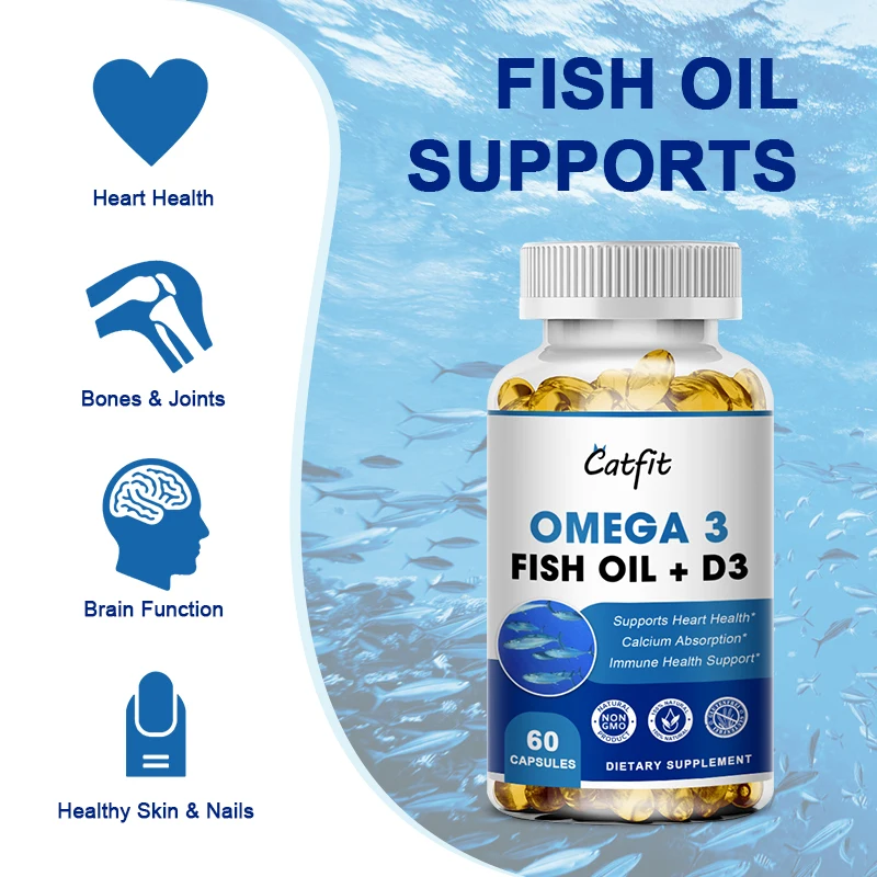 Cápsulas de aceite de pescado Omega 3 Natural, geles suaves de alta calidad, vitamina D, DHA, EPA, pesca, l, Fitness, para adultos, envío gratis