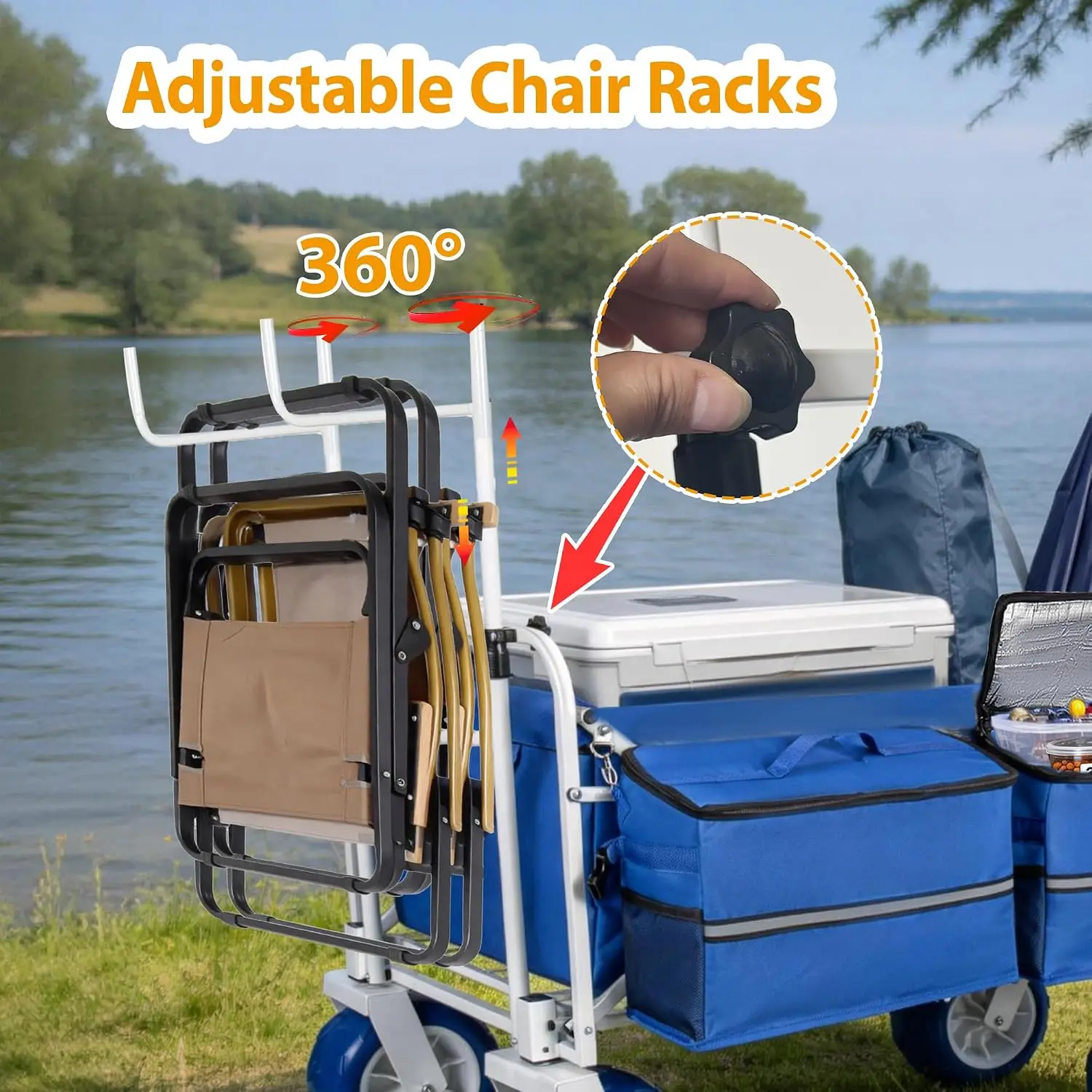 Beach Wagon Cart with Chair Racks, 9