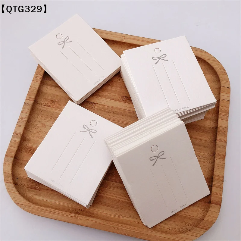 

【QTG329】50PCS White Hairpin Card Trinket Bow Display Cards Cardboard Packing Paper[T]【WQ】