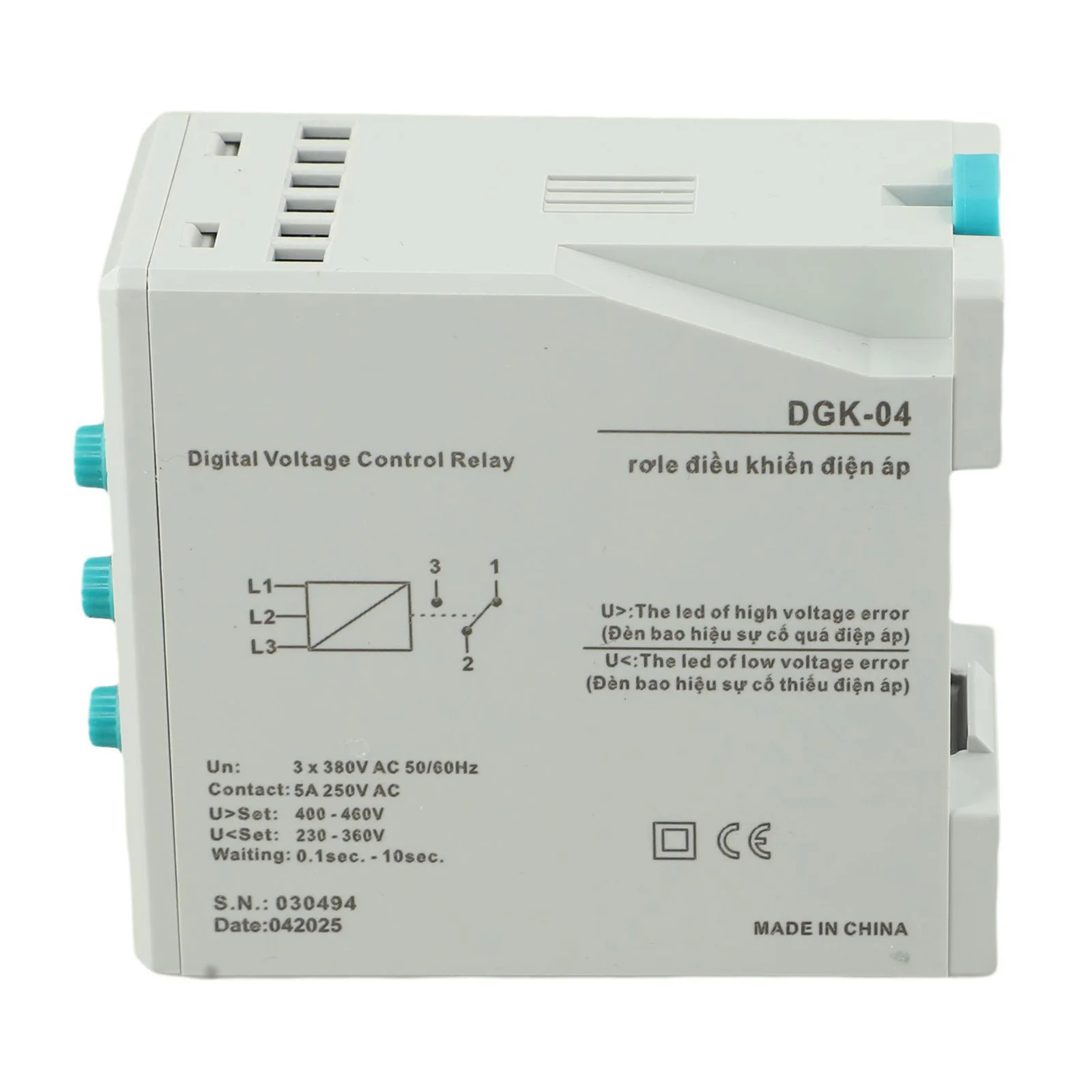 DGK04 3 Phase 380V Voltage Relay Featuring Adjustable Fault Voltage Settings for Power Grid Load Fault Detection and Protection