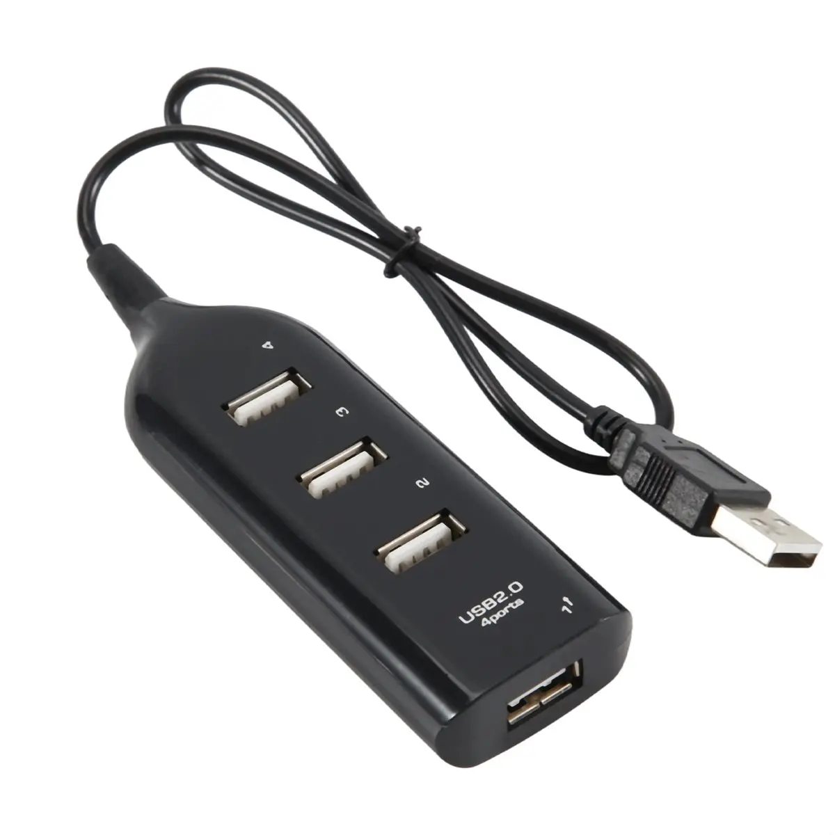 AS62 USB Hub 2.0 Multi-USB High Speed Hub Splitter 4-Port USB Hub Adapter for Laptop Receiver Computer Accessories Black